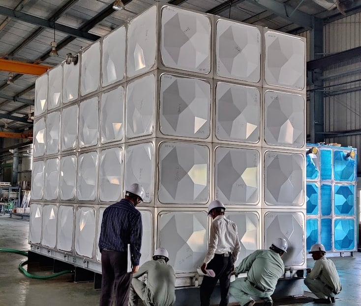 Stainless Steel Panel Tank being prepared at Beltecno Factory