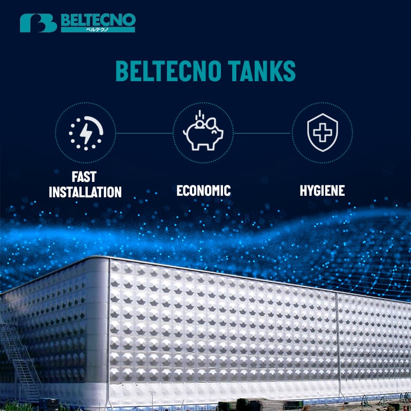  An image showing stainless steel panel tanks for water storage from the best water tank manufacturers, Beltecno