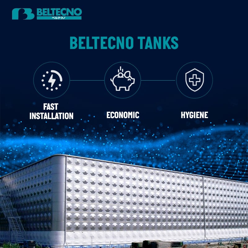 &nbsp;An image showing stainless steel panel tanks for water storage from the best water tank manufacturers, Beltecno