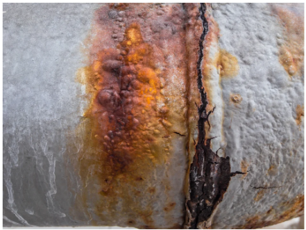 An image showing stress corrosion cracking in a water tank