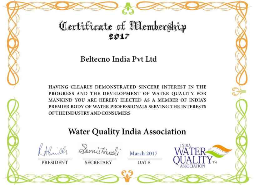 Beltecno India Regular Member Certificate Beltecno India Regular Member Certificate